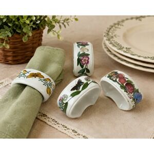 Vintage Portmeirion Botanic Garden Footed Napkin Rings (4) Floral Butterfly